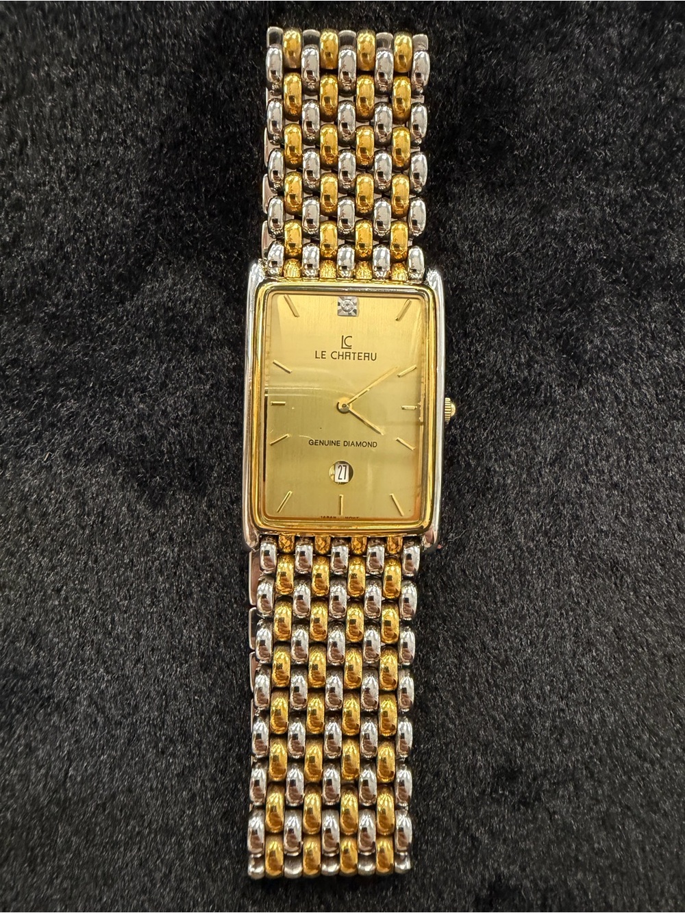 Le Chateau 18k GP Panther Style Low Profile Sleek Two Tone Dress Watch